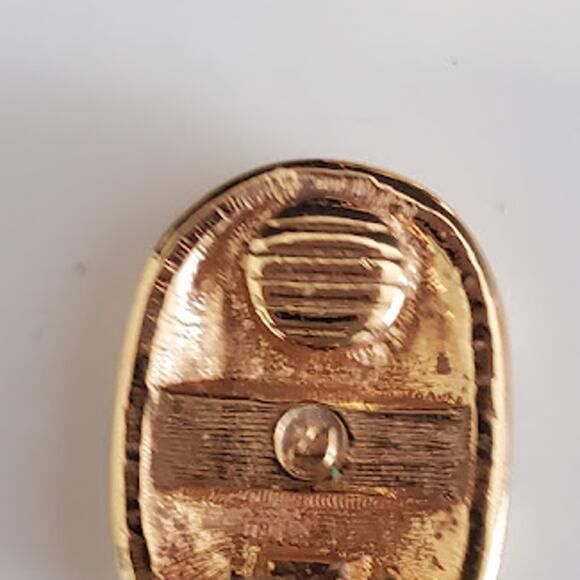 Swarovski Gold Plated Clip On Earrings with Green and Clear Crystals Signed - Picture 4 of 5